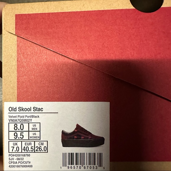 VANS Old Skool Platform Shoes Black Red Suede Low Velvet Gothic Punk - Picture 10 of 10